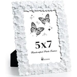 Axeman 5x7 Vintage Picture Frame, Flower Textured Hand-Crafted Resin Photo Frame